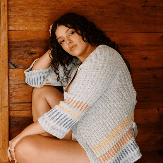 Fusing Cardigan - Offener Cardigan mit Bindegürtel
9