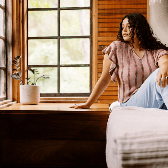 Dalle de Verre - Top mit Rüschenärmeln
5