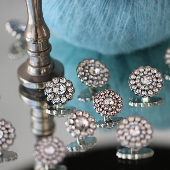 Glitzerknöpfe - Große Steine - Silber - 4 Stk.. - Go Handmade
4
