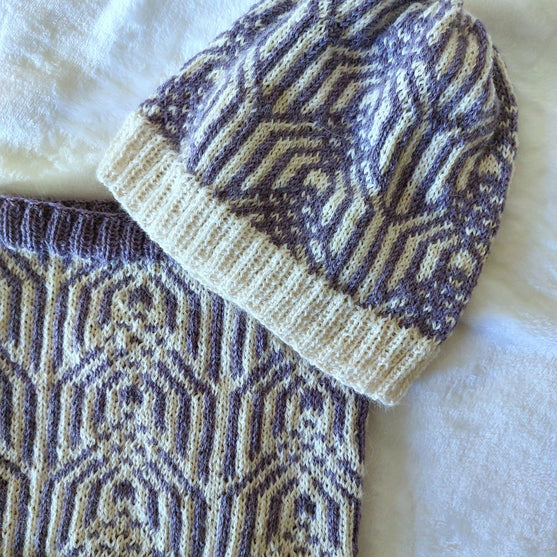 Purple Geometries - Mütze und Schlauchschal
4