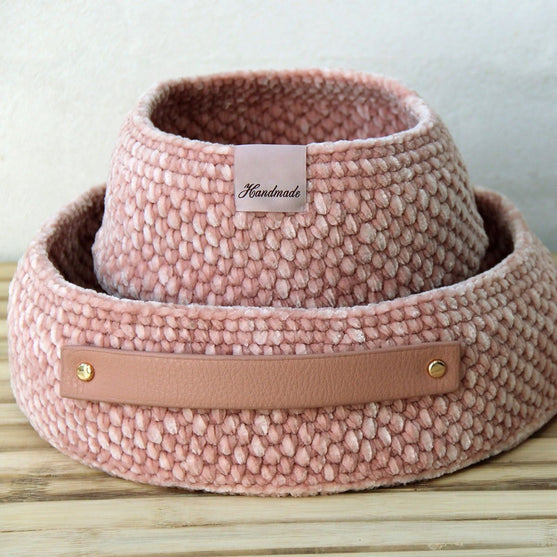 Moss Stitch Körbchen mit PU Lederboden - Universell
3