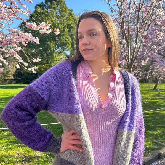 Brede Striber - Langer Cardigan
5