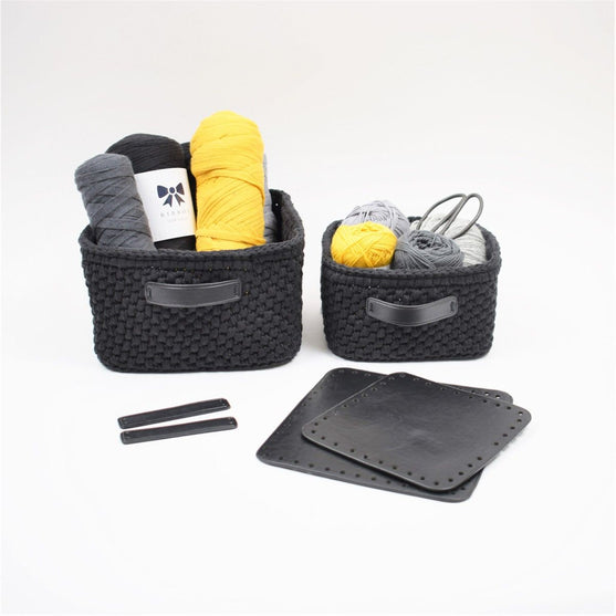 Aufbewahrungskorb mit Lederboden - Quadratisch - Klein
5