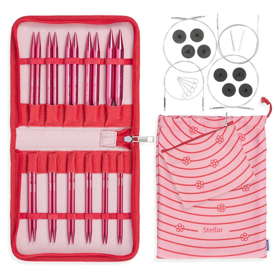 Stellar austauschbares Rundstricknadel-Set Deluxe – Coral - Hobbii