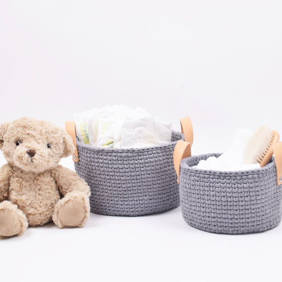 

Ribbon Körbe mit Lederhenkel in 3 Größen
4