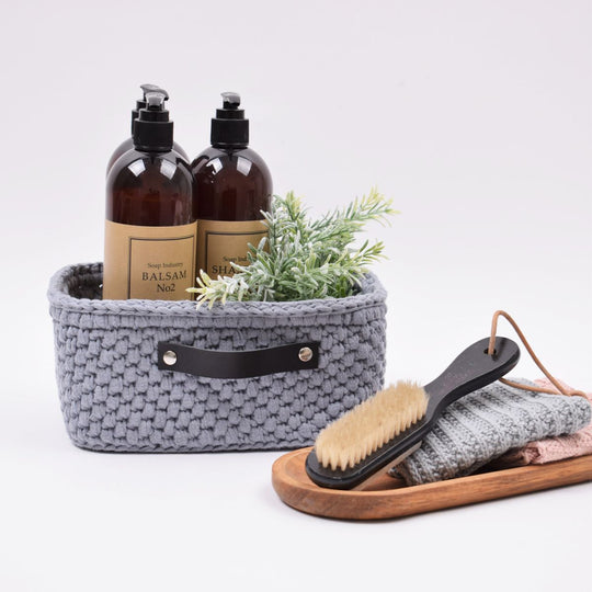 Aufbewahrungskorb mit Lederboden Rechteckig - Groß