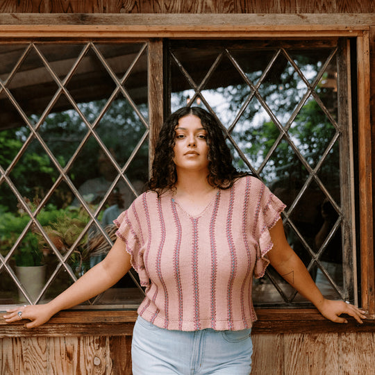 Dalle de Verre - Top mit Rüschenärmeln