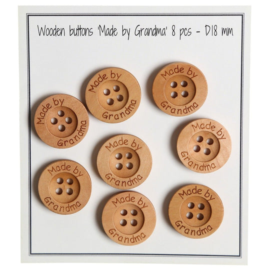 Holzknöpfe - Made by Grandma  - 18 mm - Go Handmade