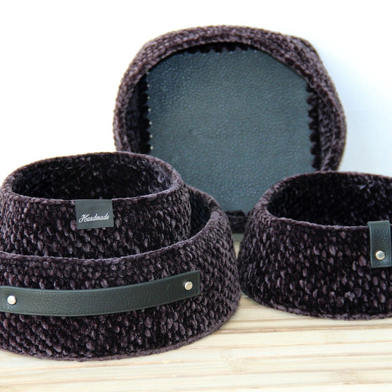 

Moss Stitch Körbchen mit PU Lederboden - Universell
1