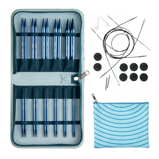 Stellar austauschbares Rundstricknadel-Set Deluxe – Sapphire - Hobbii