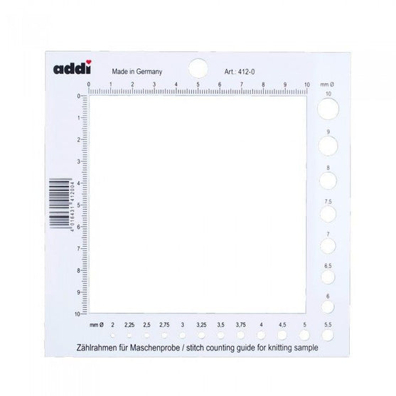 

Zählrahmen für Maschenproben mit Nadelmaß - addi
1